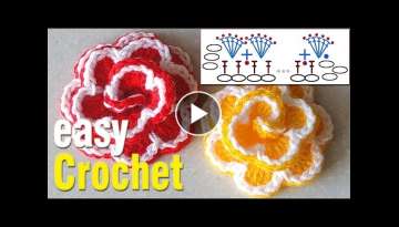 Crochet: How to Crochet a Flower Stitch - 3D Rose