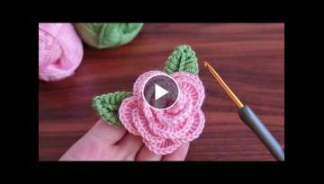 Super Easy Crochet Knitting Flower Rose Motif - Çok Kolay Tığ İşi Şahane Motif Örgü Model...