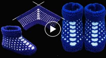 New Knitting Pattern For Baby Booties/Shoes/Socks/Jutti/Jurab/Baby Booties # 192 Aasan Trike Ki