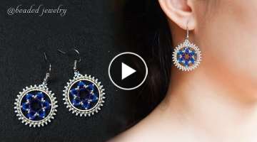 Blue moon earrings. Easy to make beaded jewelry. Beading tutorial