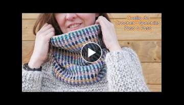 Cómo Tejer Cuello o Bufanda Infinita a Crochet - Ganchillo Multicolor Paso a Paso