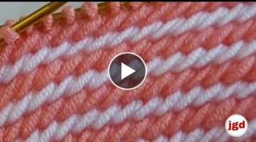 Two colour knitting pattern /दो सलाई की आसान बुनाई /knitting pa...