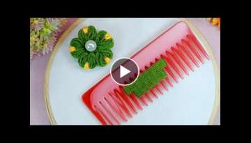 Amazing Hand Embroidery Woolen Flower making with Hair Comb