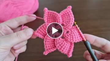 Super Easy Crochet Knitting Flower Motif 