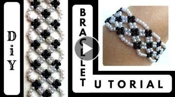 Black & White bracelet. Beading tutorial