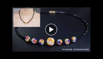 Multicolor beaded bead necklace. How to make beaded necklace. Beading tutorial