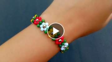How To Make / Simple & Cute Beaded Flower Bracelet