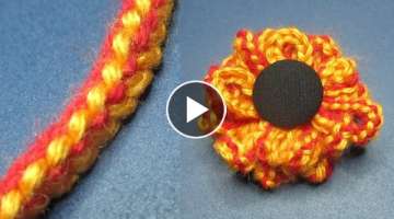 How to Crochet bicolor cord for beginners and make a simple flower.