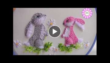 Bunny 3D Embroidery | Sweet couple| Buttonhole Filling