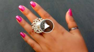 How To Make Finger Ring / Cocktail Beaded Ring