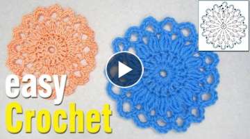  Free Puff Stitch Flower Coaster pattern.