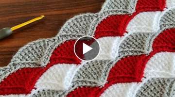 Super Easy Tunisian Knitting Crochet Baby Blanket.. Battaniye Yelek Gösterişli Tunus Örgü Mod...