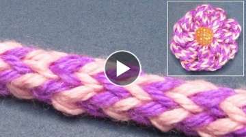 How to Crochet 3-stitch multicolor I-cord for beginners and make a simple flower.