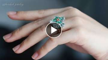 Ladies rings. How to make beaded ring. Beading tutorial