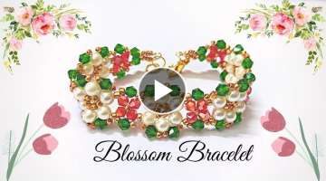Blossom Bracelet. Crystal Beaded Bracelet. DIY Beading Tutorials. Bracelet at home.