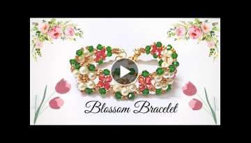 Blossom Bracelet. Crystal Beaded Bracelet. DIY Beading Tutorials. Bracelet at home.