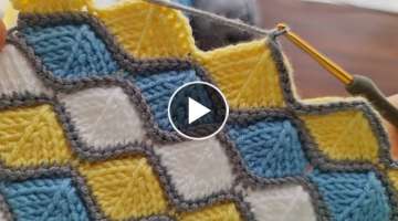 Super Easy Tunisian Crochet Knitting Model ✔ Çok Kolay Tığ İşi Tunus İşi Örgü Modeli Y...
