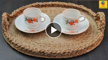 Best Out of Waste Ideas: How to Make Serving Tray with Jute Rope & Cardboard