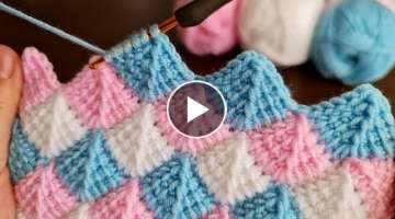 Super Easy Tunisian Knitting Pattern Baby Blanket - Tunus İşi Çok Kolay Gösterişli Örgü Mo...
