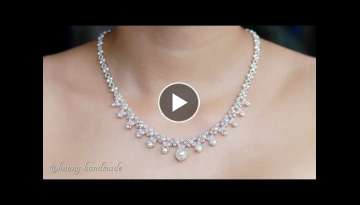 'Beautiful In White' wedding necklace. How to make beaded jewelry. Beading tutorial