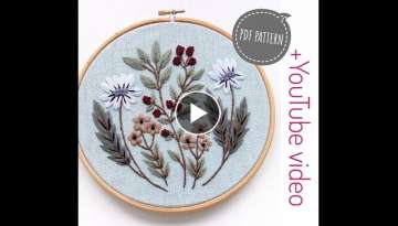 Embroidery for beginners pattern Blue Flowers