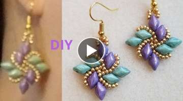 Diamond Duo Fan How to make DIY Beading Tutorial Beaded Earrings Beaded Jewelry