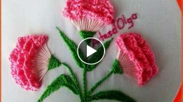 Hand embroidery Carnation flowers 