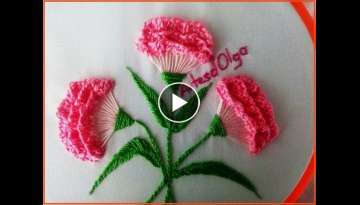 Hand embroidery Carnation flowers 