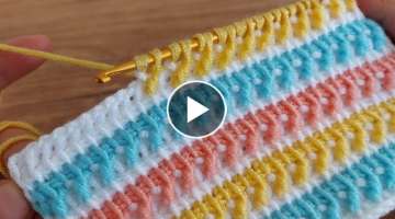 Easy Knitting Tunisian Baby Blanket - Tunus işi Şahane Battaniye Yelek Örgü Modeli..