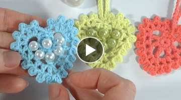 How to Сrochet BEAUTIFUL HEARTS with and without Beads 