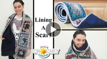 Lining A Scarf - How To Sew Fabric To Crochet or Knitting