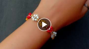 Simple & Cute Beaded Flower Bracelet Tutorial