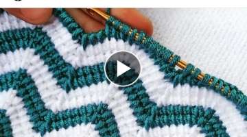 Wonderful baby blanket Tunisian zigzag knitting pattern