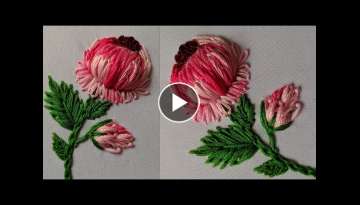 Amazing 3d Hand Embroidery Flower design tutorial.Hand Embroidery Flower design