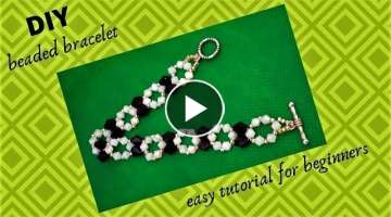 Easy beading tutorial for beginners. 10 minutes DIY Beaded Bracelet. DIY Gift