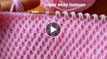 Super Easy Tunisian Knitting Crochet beybi blanket battaniye yelek çanta örgü modeli