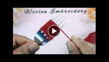 Super Easy Woolen Flower Making Trick with Fork 