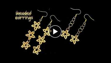 beading tutorials-how to make STAR earrings. beaded earrings