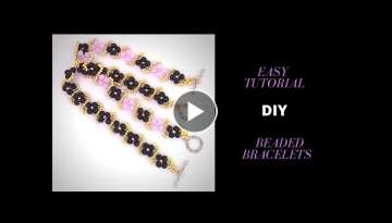 DIY Beaded bracelets. 1&2 Needles Method. Beading tutorials