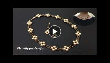 DIY beaded necklace with pearls and seed beads / Beading tutorial /wedding jewelry making /pinise...