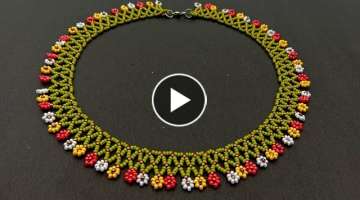 Beaded Flower Chain Necklace Tutorial For Begginers