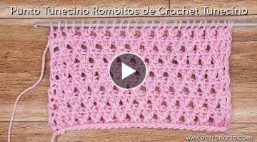 Punto Tunecino Rombitos de Crochet Tunecino Paso a Paso con Aumentos y Disminuciones Explicados