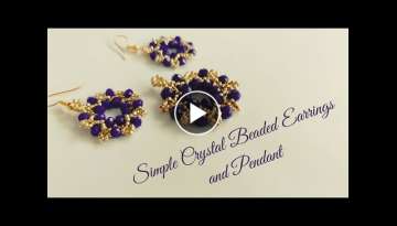 Simple Crystal Earrings and Pendant. DIY Beaded Jewelry. Beading Tutorials. Rondelle Crystal jewe...
