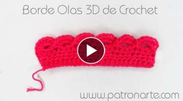Borde Olas 3D de Crochet - Ganchillo