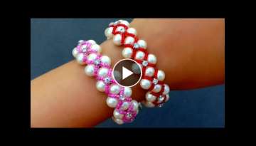 How To Make Pearl Bracelet With Rhinestone
