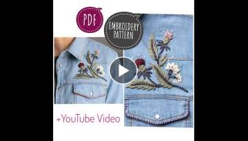 Thistle embroidery pattern. How to make embroidery on shirt