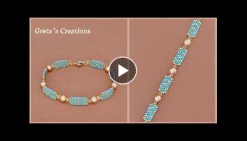 DIY Beaded Bracelet with Delica Beads and Pearls. How to Make Beaded Bracelet. Beading Tutorial ...