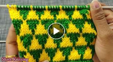 Two Colour Knitting Pattern || दो रंग की बुनाई