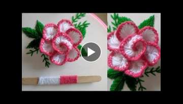 New Double Color Hand Embroidery 3d flower design idea
