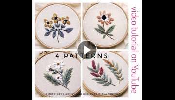 4 patterns to embroidery/ beginner level/ 8 colors